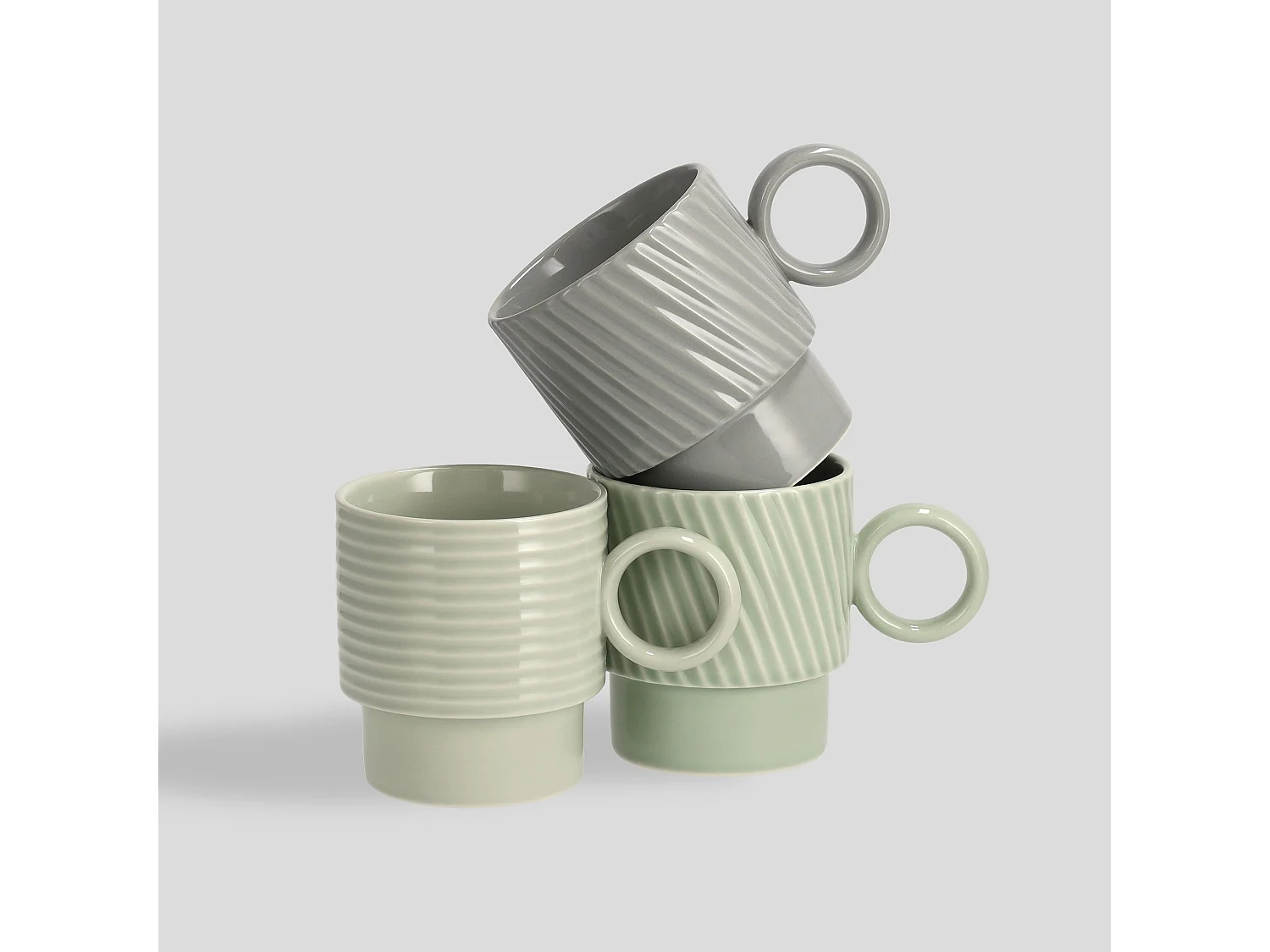 Ensemble De Tasses Corell Vert Moyen 10 x 14 x 9.4