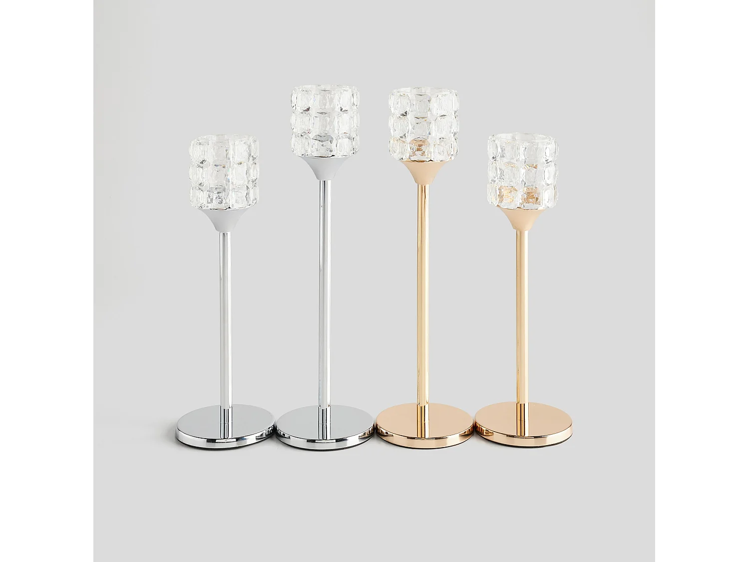 Bougeoir Venezio Argent Moyen 35 x 11