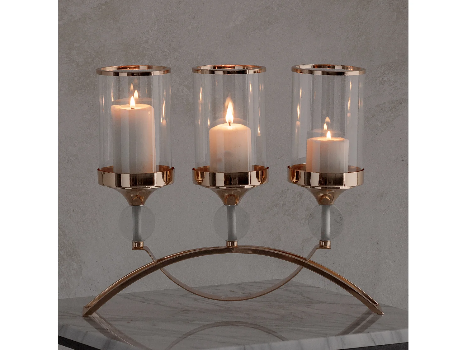 Bougeoir Circello trio or clair 33 x 12 x 40