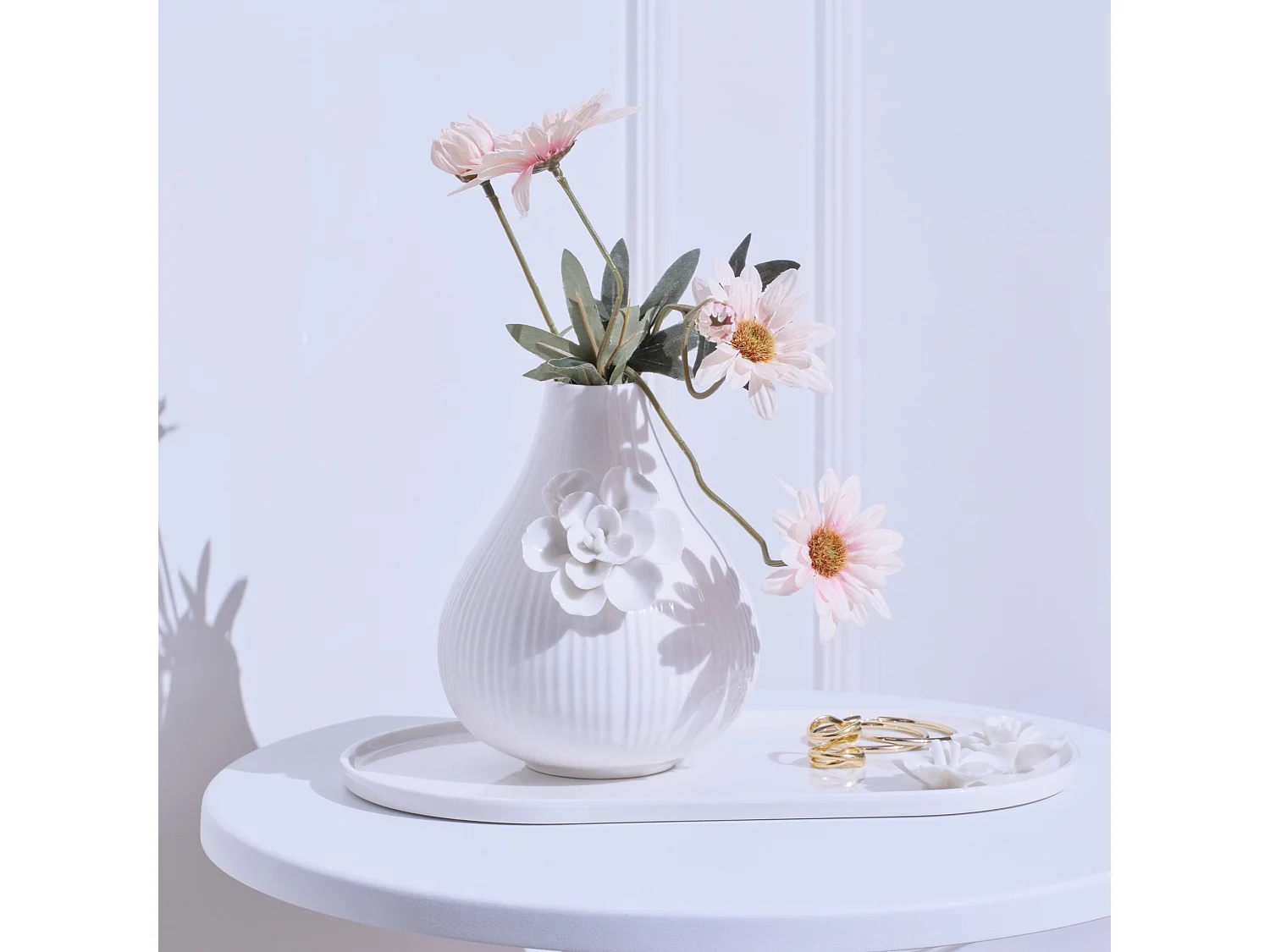 Plateau Décoratif Celine Blanc Moyen 2 x 17 x 30