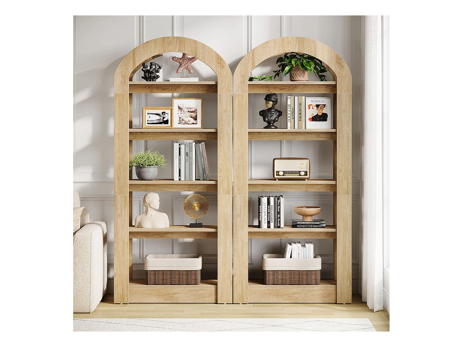 5-poziomowy regał w kształcie łuku, wysokość 180 cm, półka biurowa, salon, przechowywanie