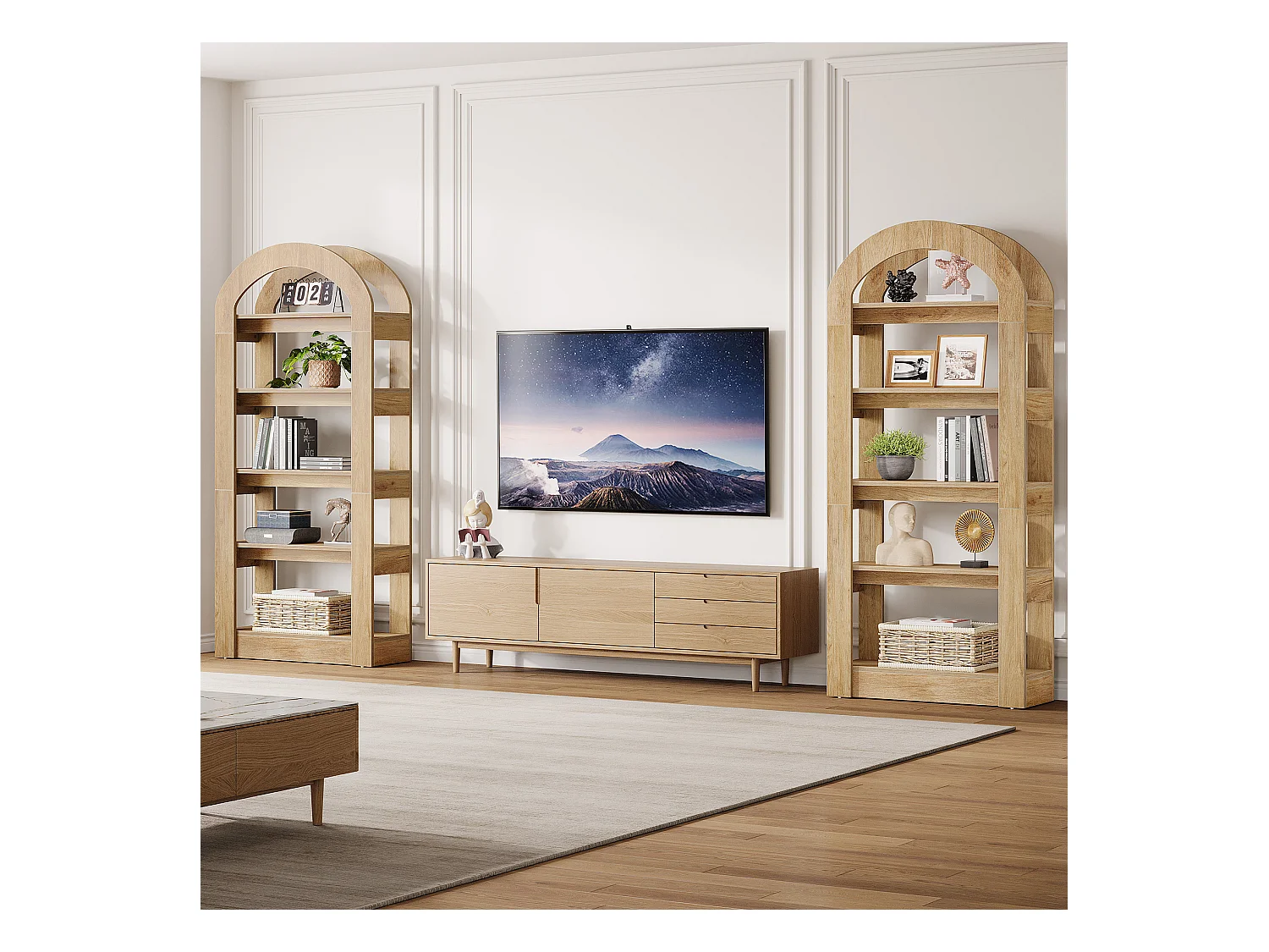 5-poziomowy regał w kształcie łuku, wysokość 180 cm, półka biurowa, salon, przechowywanie