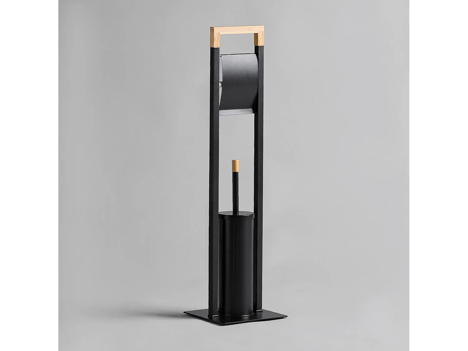 Toilettenbürstenhalter Gibo Schwarz mit Bambus