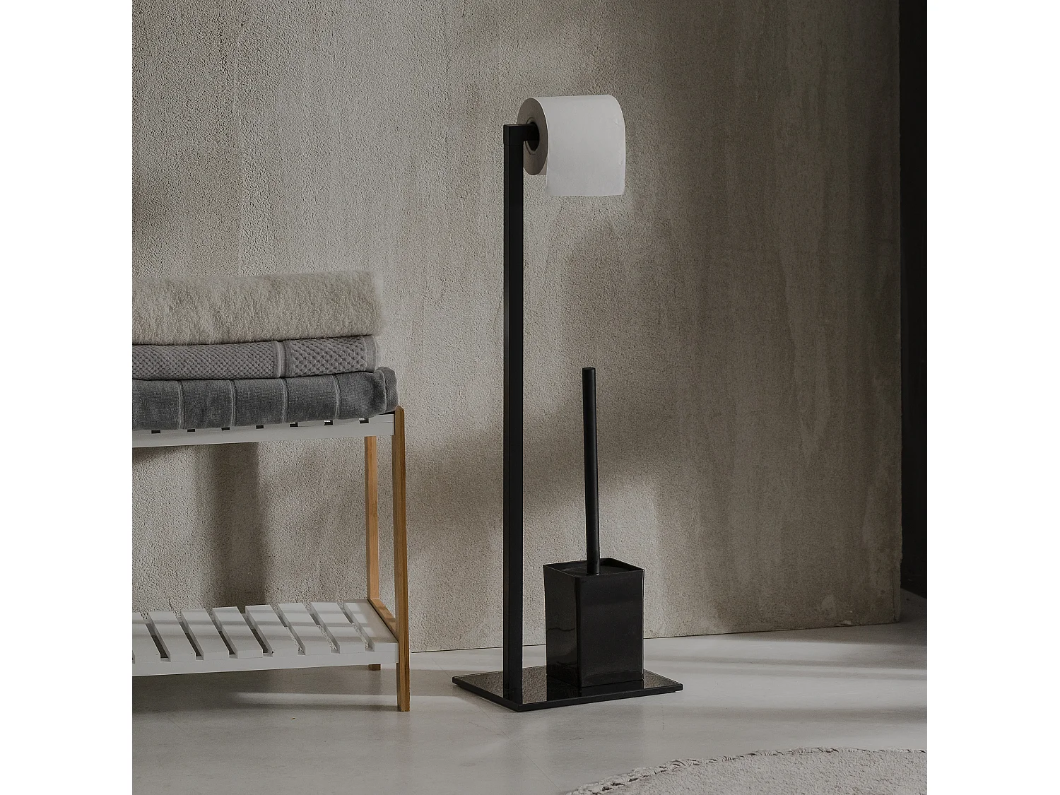 Halter Mit Toilettenbürste Pinvin mittelschwarz 69 x 22 x 18