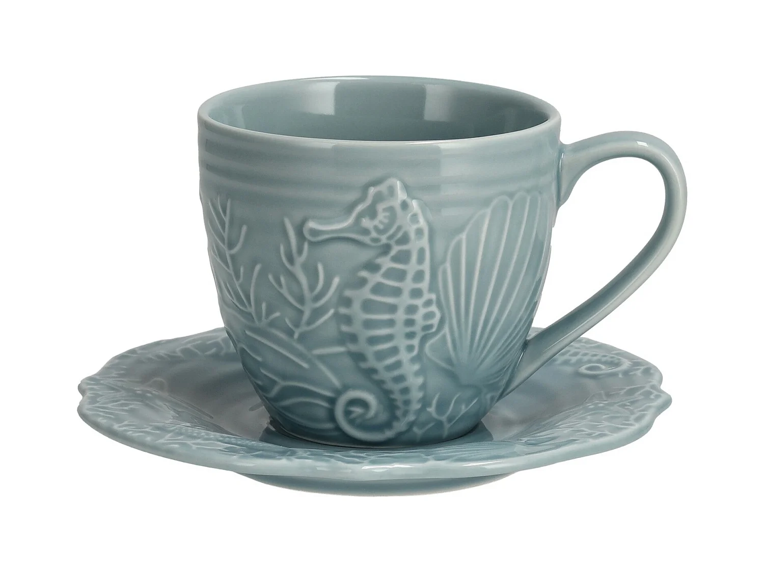 Tasse Avec Soucoupe Aquarelle Bleu Clair 8.7 x 15.1 x 15.1