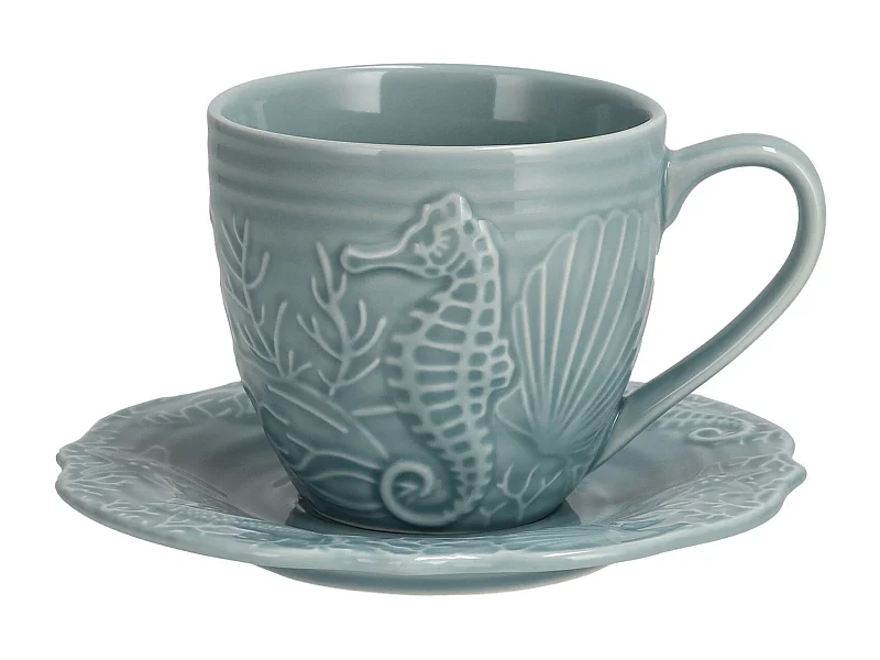 Tasse Mit Untertasse Aquarelle hellblau 8.7 x 15.1 x 15.1