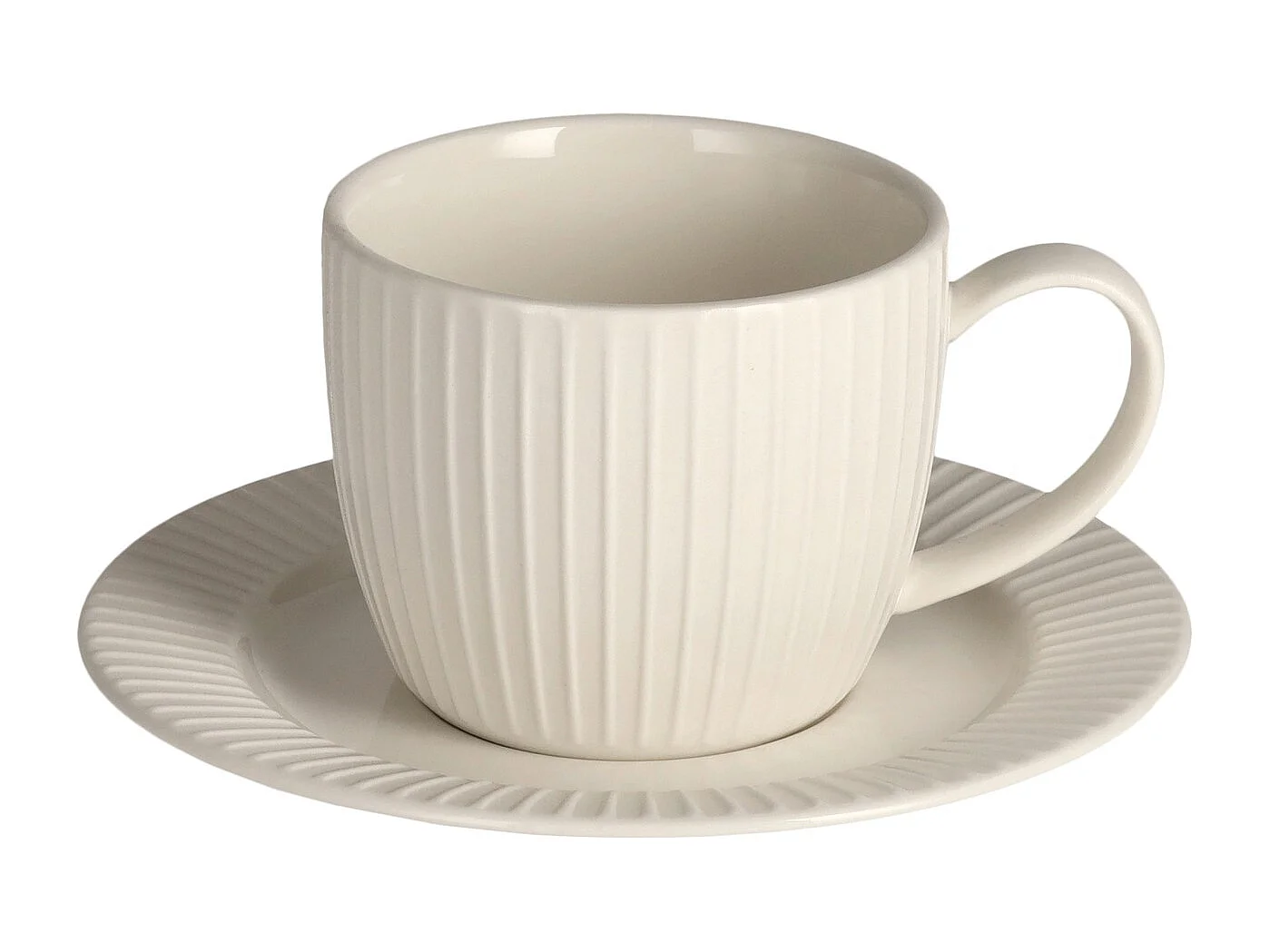 Tasse Avec Soucoupe Linioso Blanc Moyen 7.7 x 15.5