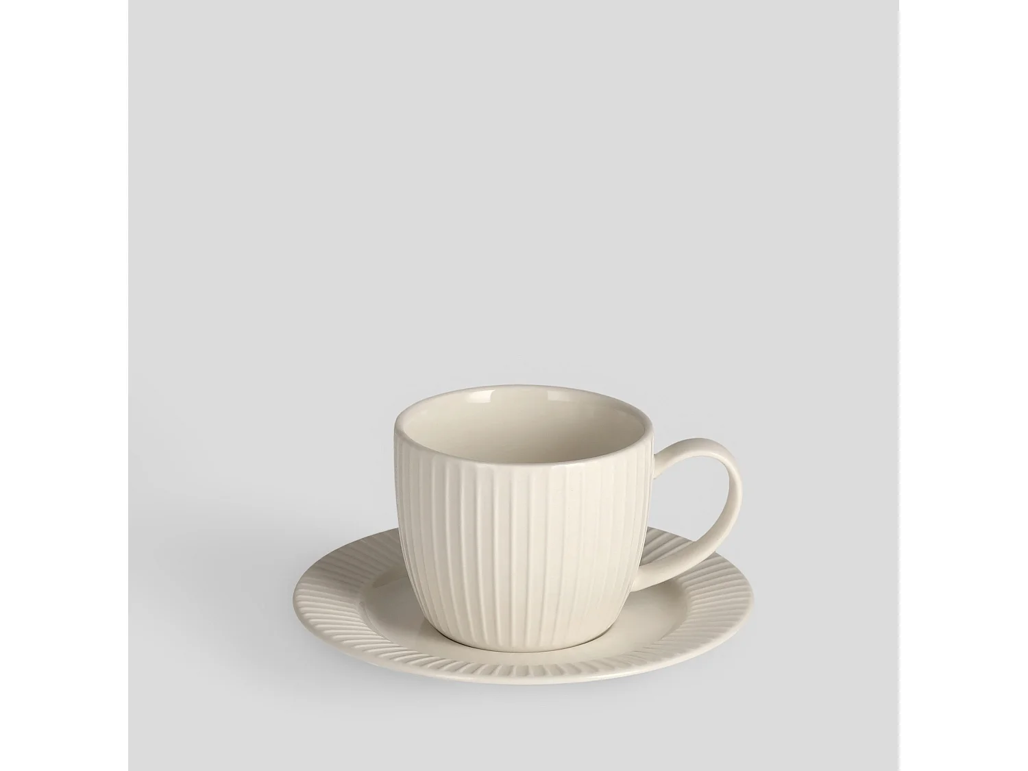 Tasse Avec Soucoupe Linioso Blanc Moyen 7.7 x 15.5
