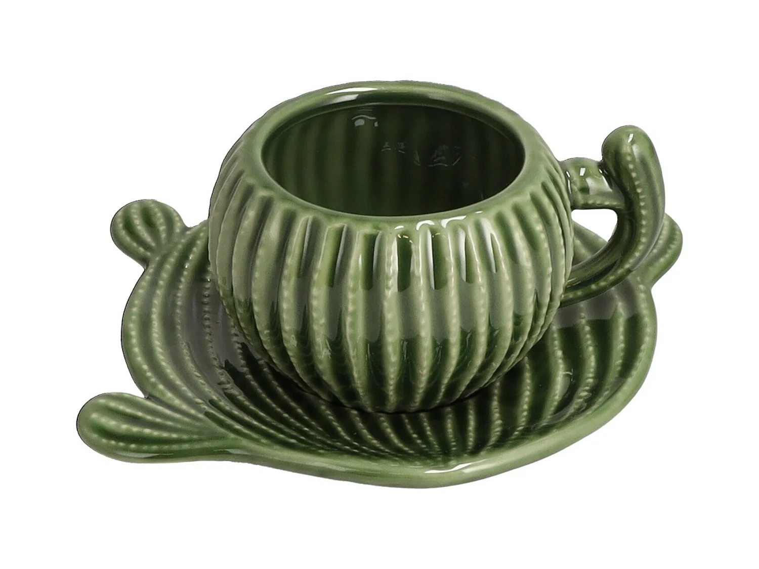 Tasse Mit Untertasse Cacti Dunkelgrün 6 x 13 x 16.5