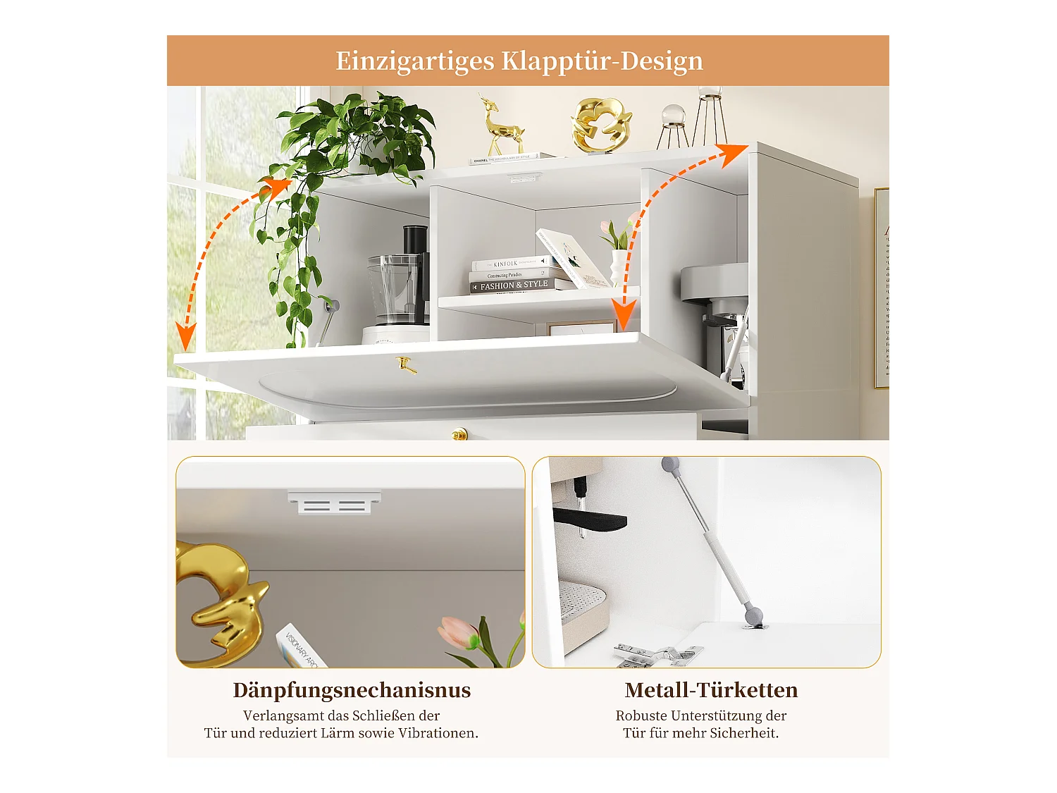 Buffet de cuisine - 100 x 50 x 140 cm - avec portes pliantes et espace de rangement - MDF - blanc