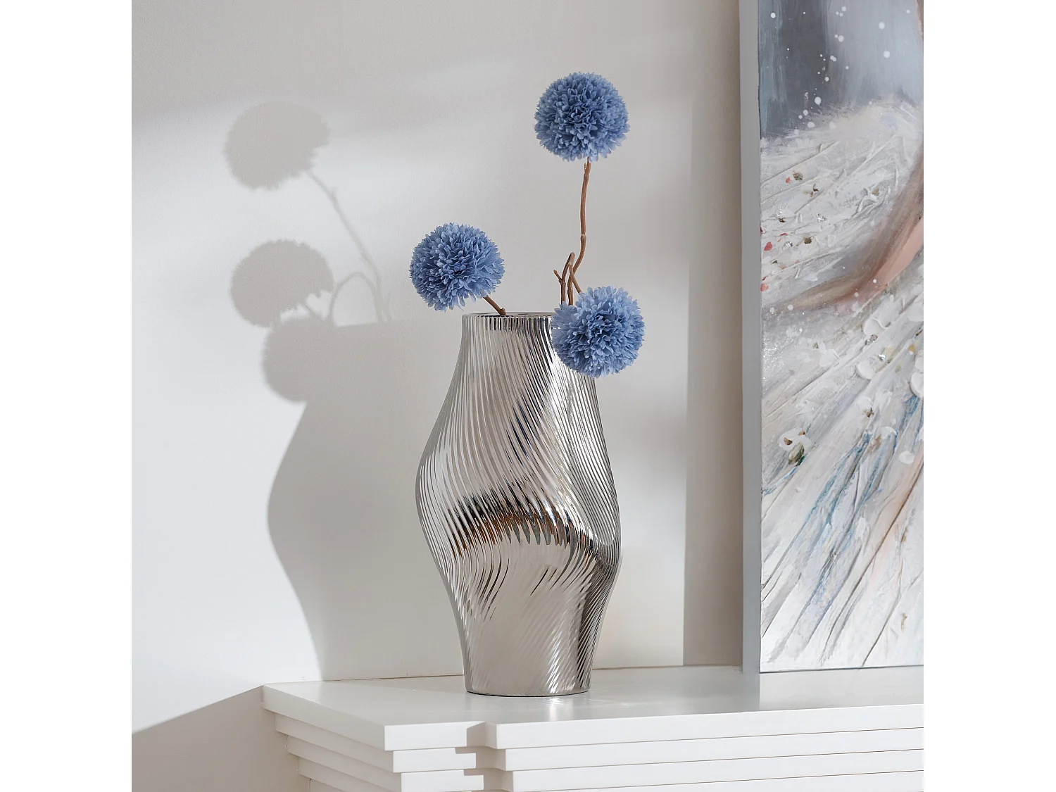 Vase Modeno argent moyen 31 x 18 x 17