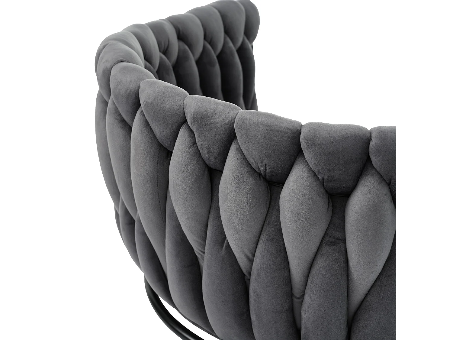 chaise pivotante avec accoudoirs en velours gris et métal noir