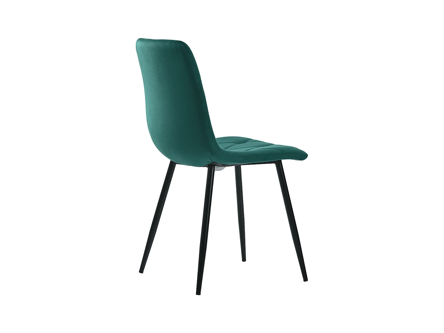 Lot de 4 chaises en velours, pied en métal noir - Vert émeraude