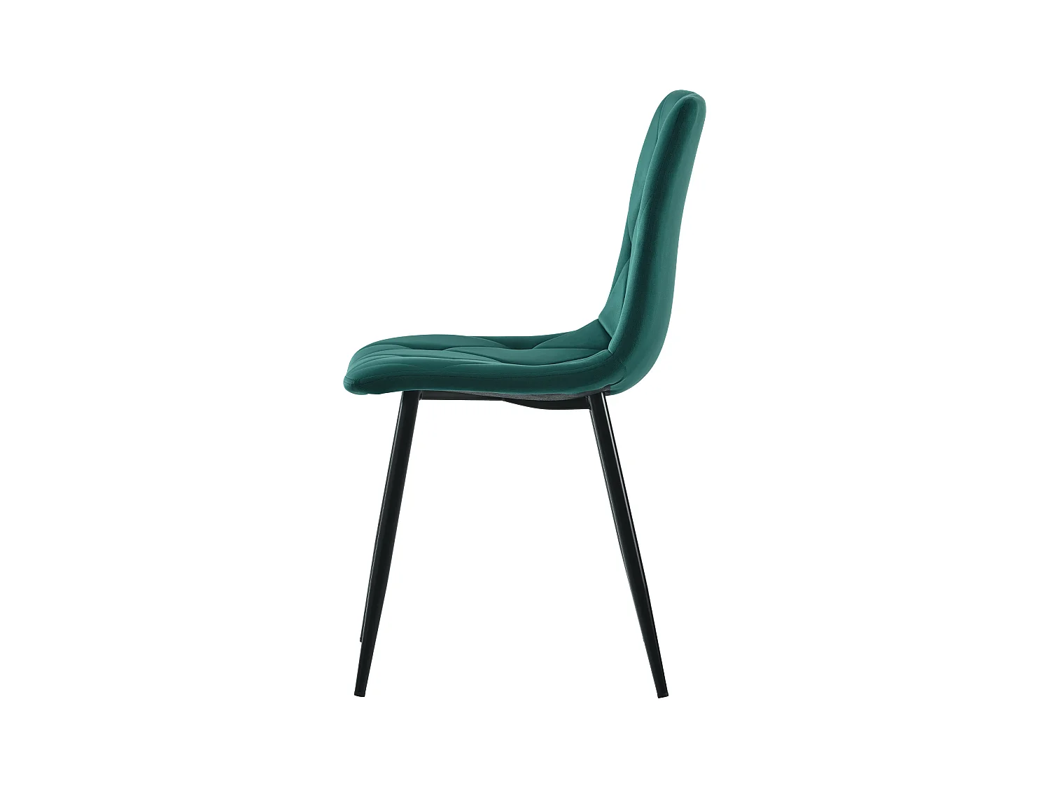 Lot de 4 chaises en velours, pied en métal noir - Vert émeraude