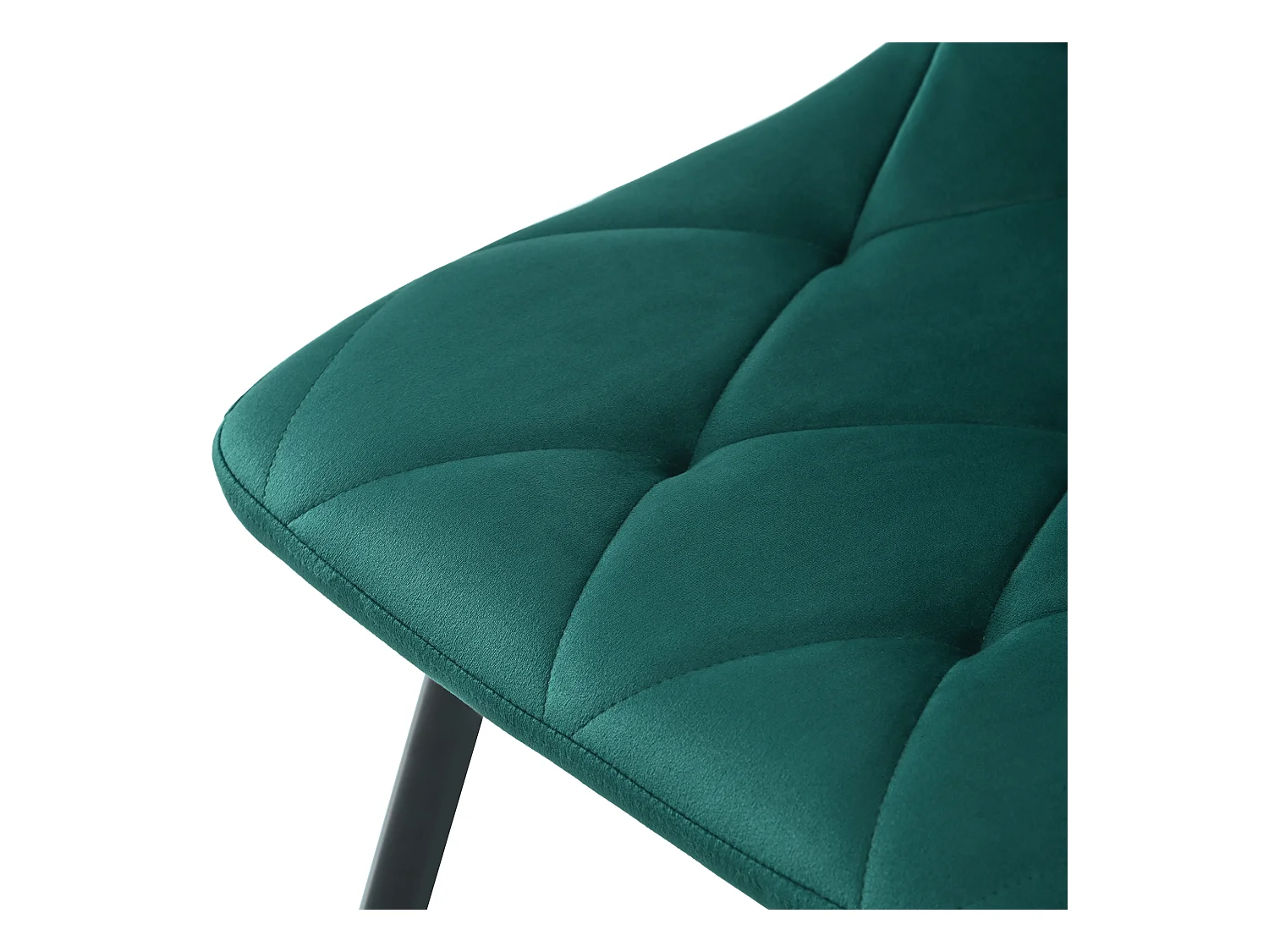 Lot de 4 chaises en velours, pied en métal noir - Vert émeraude