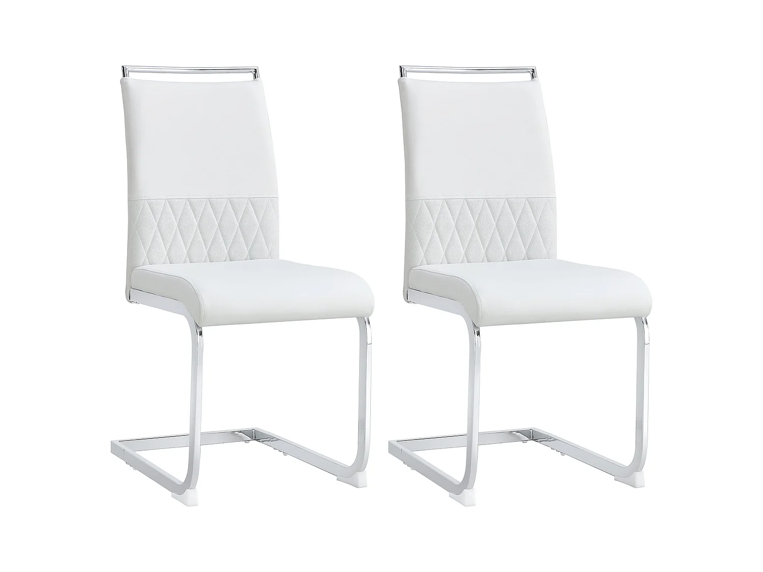 Lot de 2 chaises cantilever avec Assise rembourrée en PU, blanc