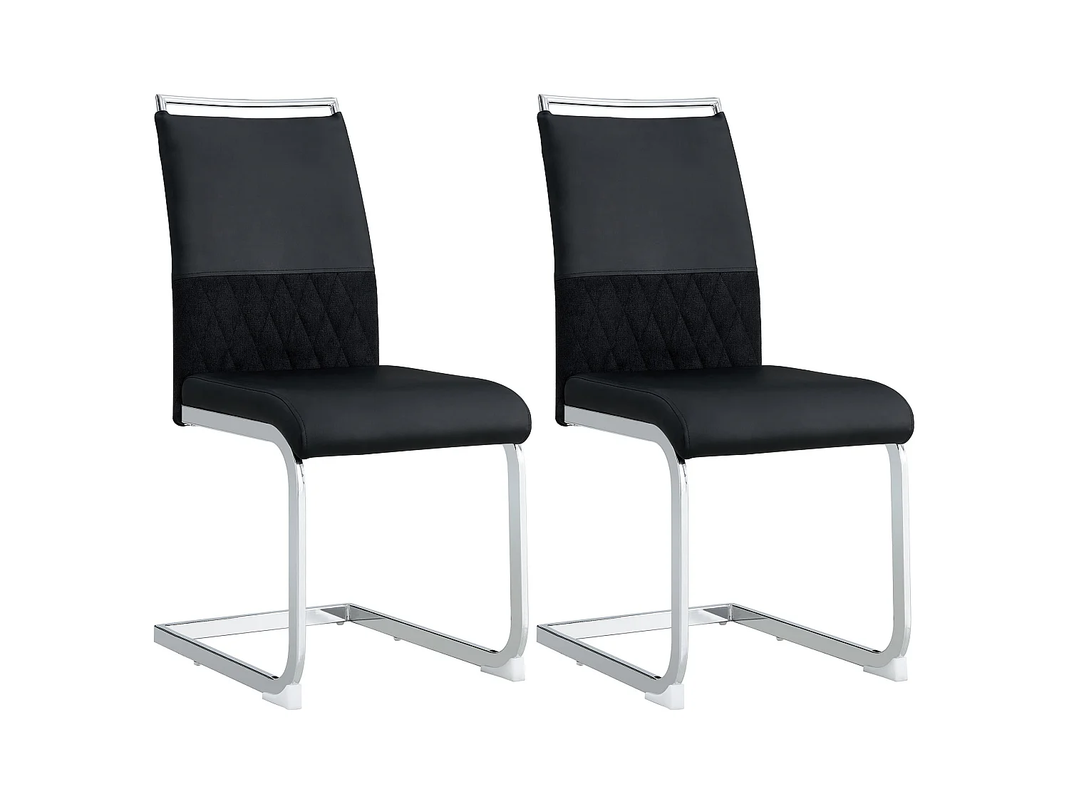 Lot de 2 chaises cantilever avec Assise rembourrée en PU, noir