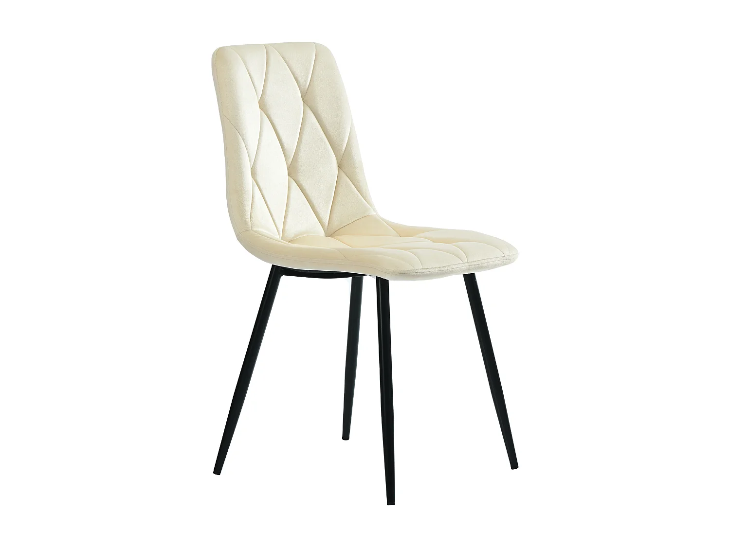 Lot de 4 chaises en velours, pied en métal noir - beige