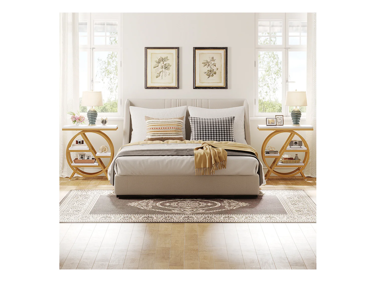 Tavolino laterale in finto marmo a 3 ripiani con contenitore, tavolino stretto in legno con struttura geometrica in metallo, comodino moderno per soggiorno