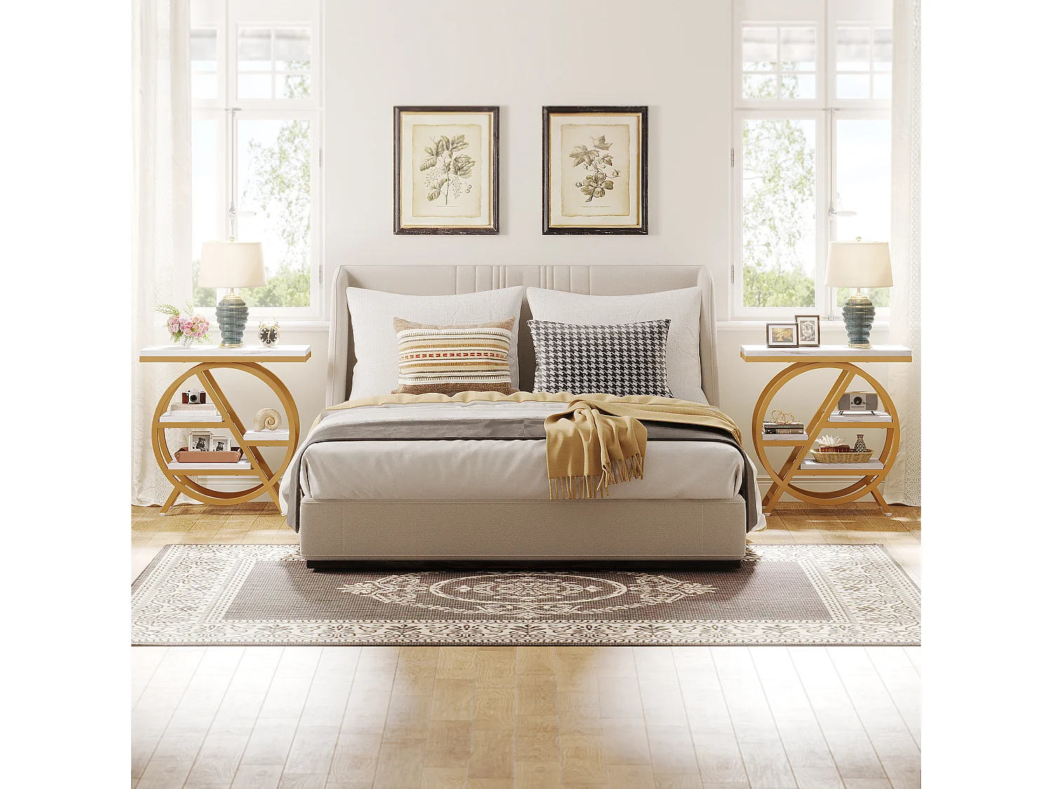 Table d'appoint à 3 Niveaux en Imitation marbre avec Rangement,d'appoint étroite en Bois avec Cadre géométrique en métal, Table de Chevet Moderne pour Salon