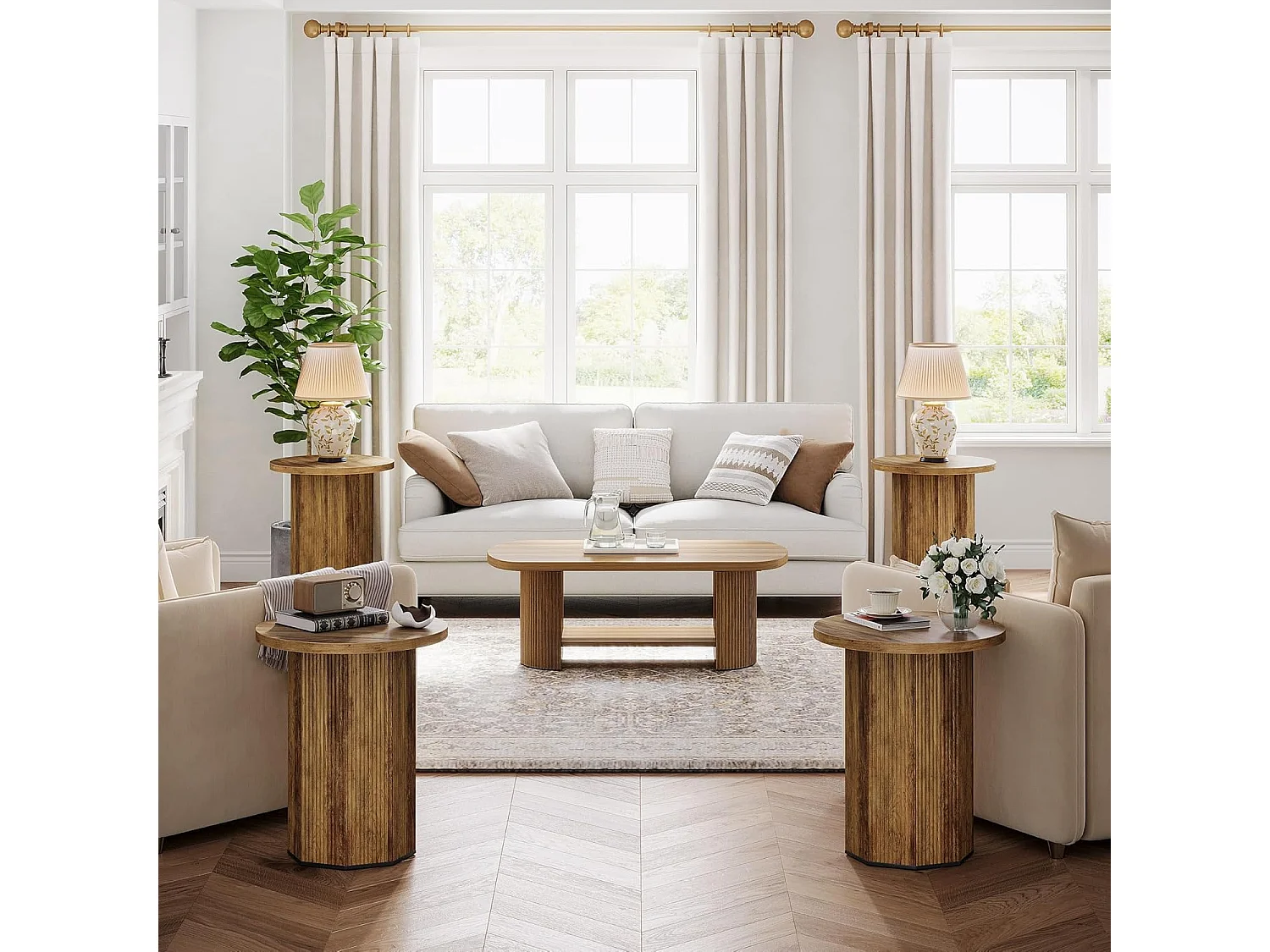 Table d'appoint ronde, petite table d'appoint en bois, 50 x 50 x 64 cm, table basse, table de chevet pour salon, chambre à coucher, marron