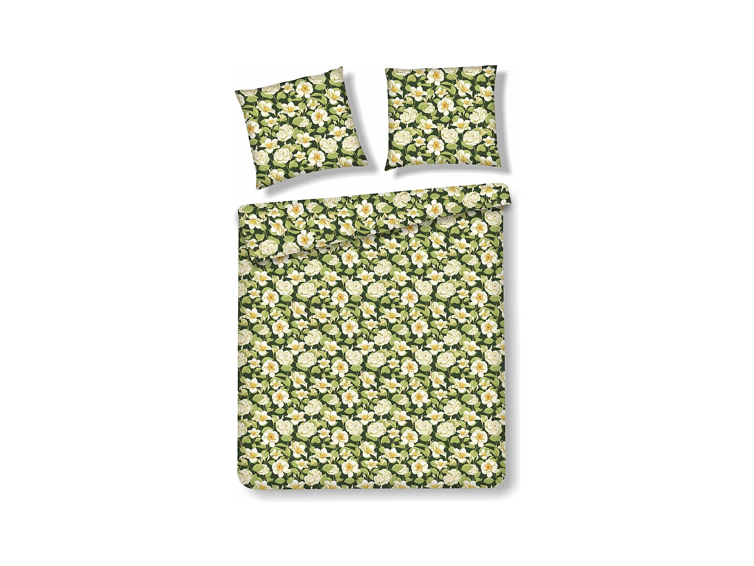 Literie en satin de coton Fenilla vert foncé 200 x 220