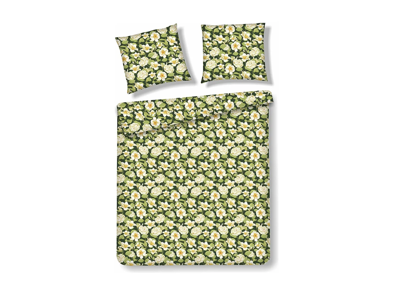 Literie en satin de coton Fenilla vert foncé 200 x 220