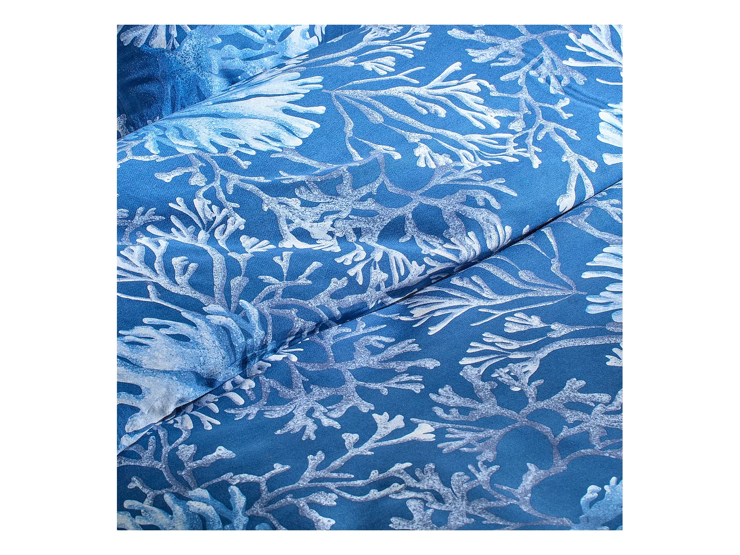 Parure de lit Ocean Bleu Foncé Satin de Coton 160x200
