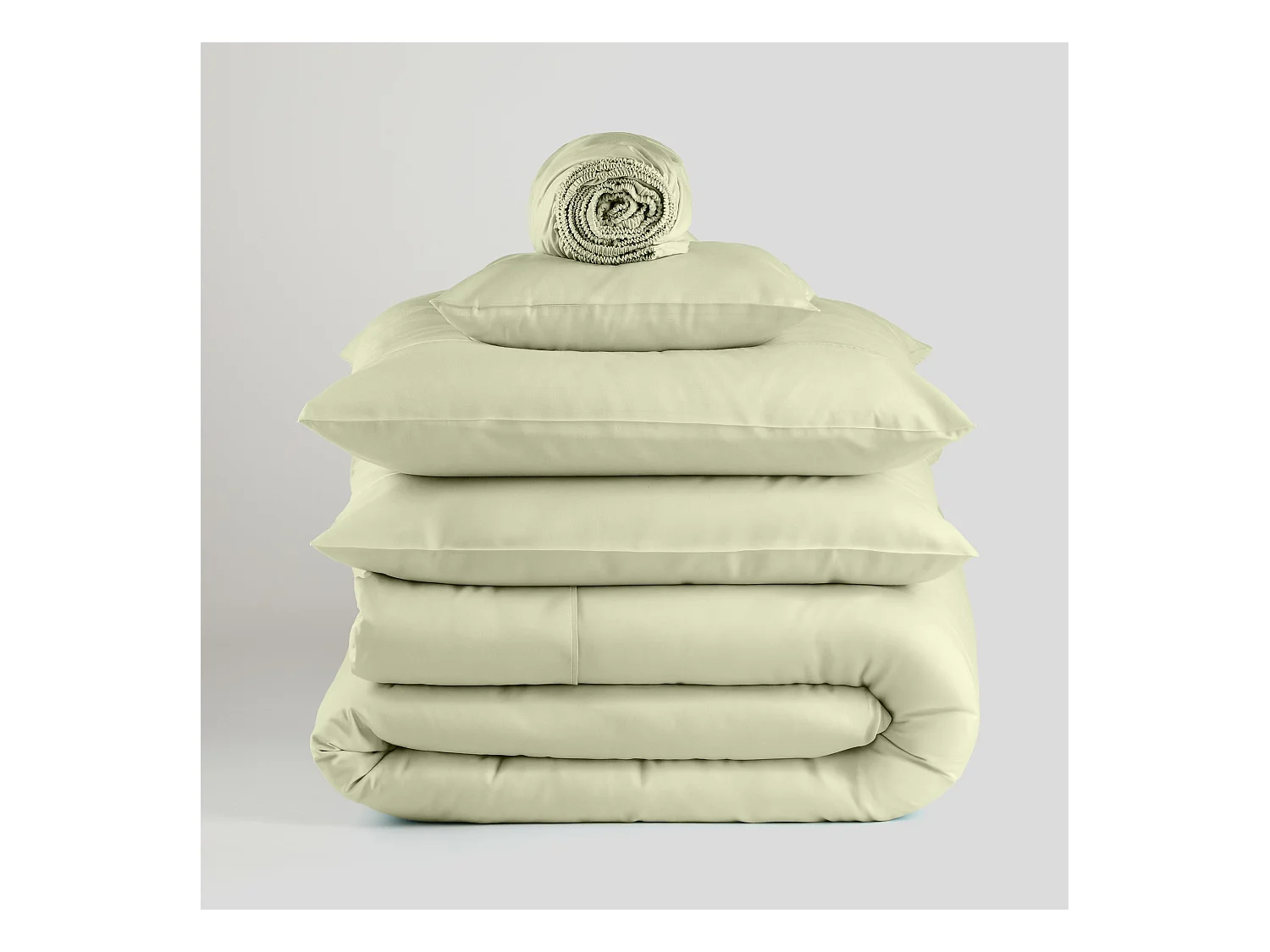 Parure de lit Satinette Vert Clair Coton 160x200