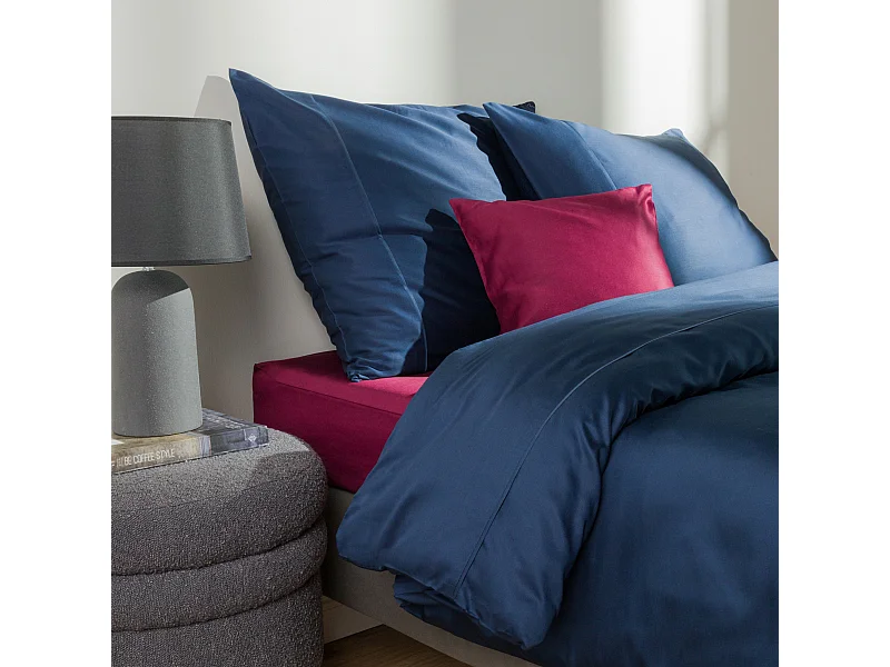 Satinette Bettwäsche Dunkelblau 160x200 cm Set