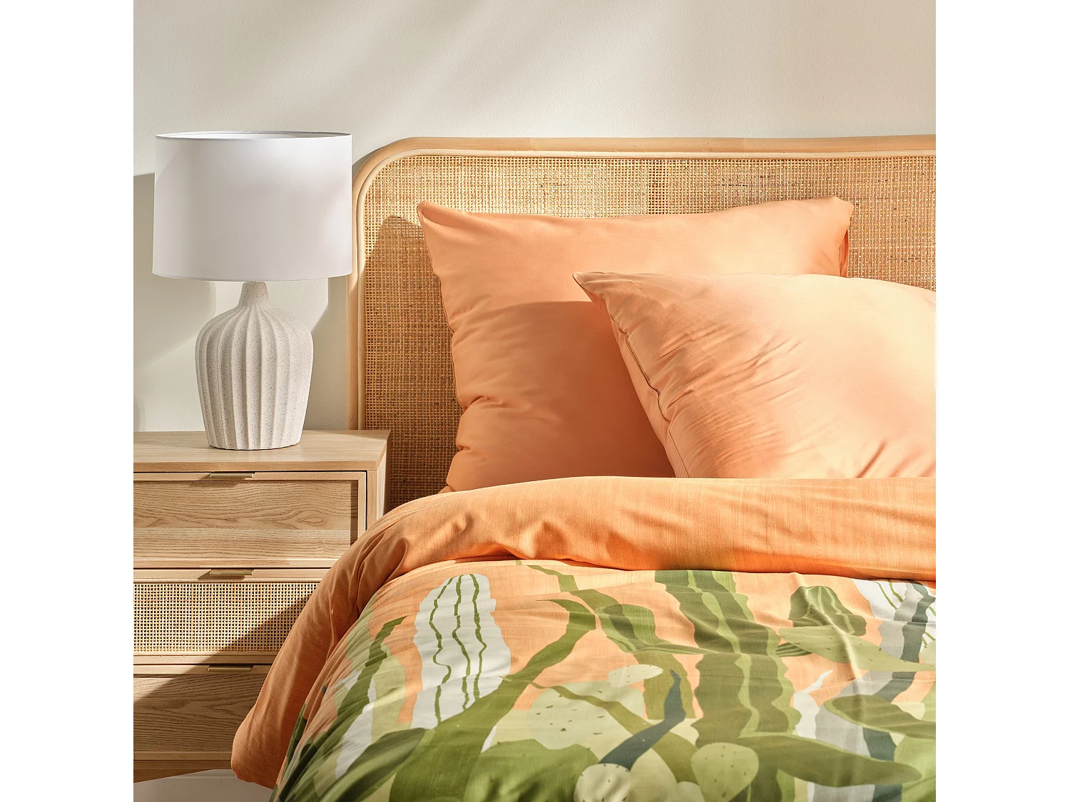 Parure de lit Kalyteros Orange Satin de coton 200x220