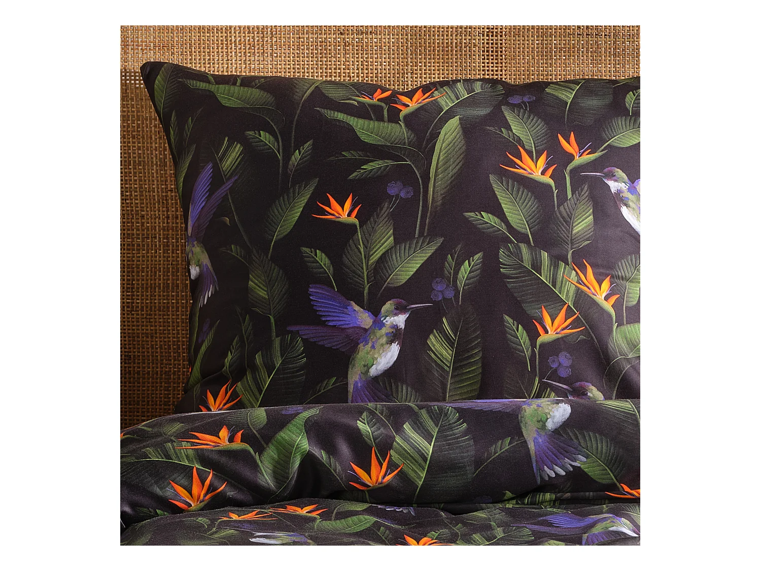 Parure de lit Oaziso Noir Satin de Coton 200x220 cm