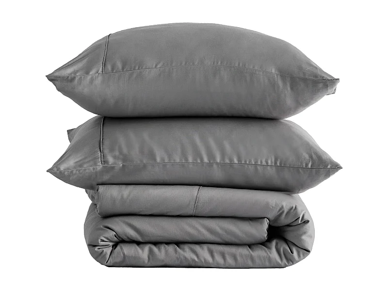 Satin-Baumwoll-Bettwäsche Satinette Mittelgrau 140 x 200