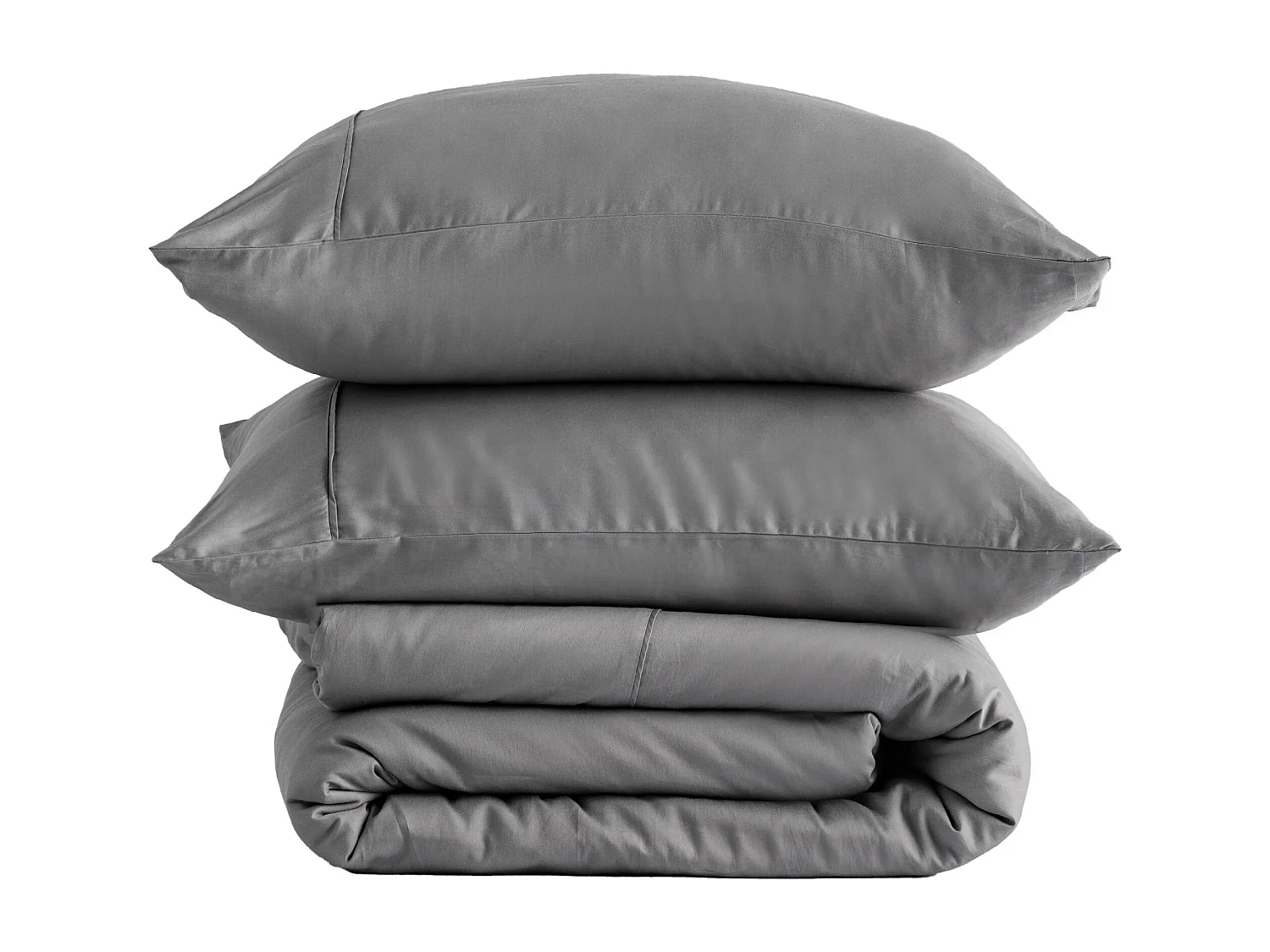 Satin-Baumwoll-Bettwäsche Satinette Mittelgrau 140 x 200