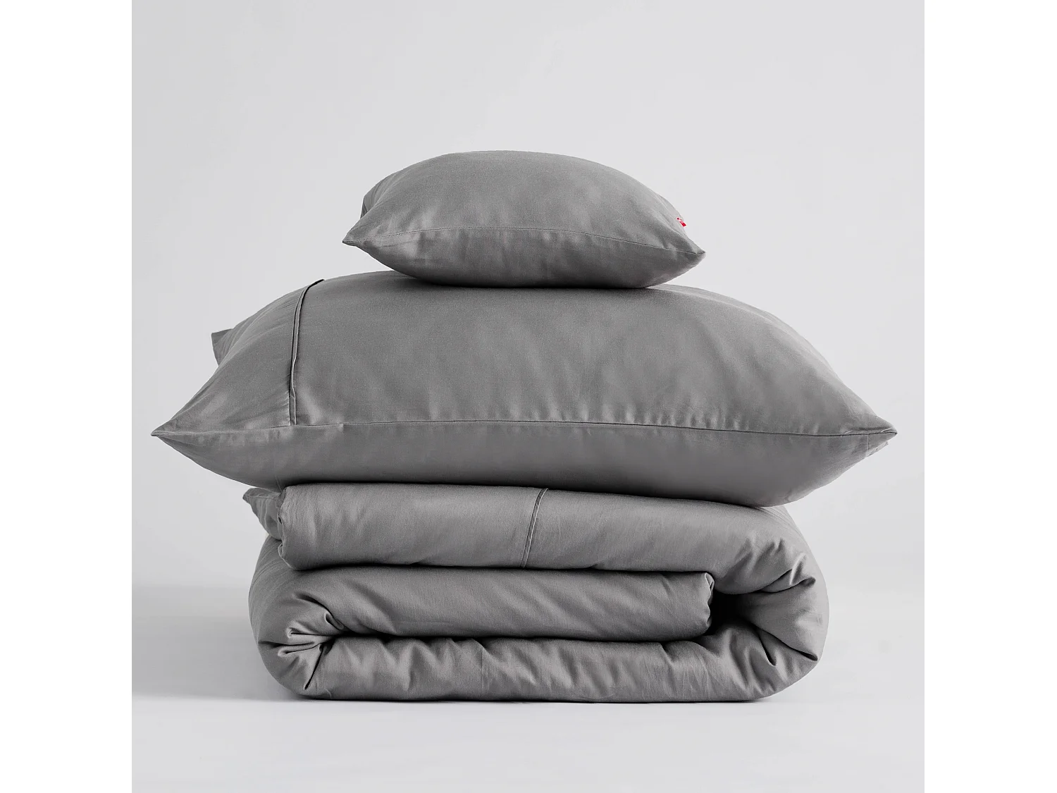 Satin-Baumwoll-Bettwäsche Satinette Mittelgrau 140 x 200