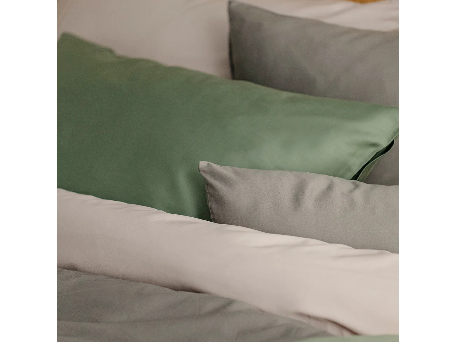 Satin-Baumwoll-Bettwäsche Satinette Mittelgrau 140 x 200