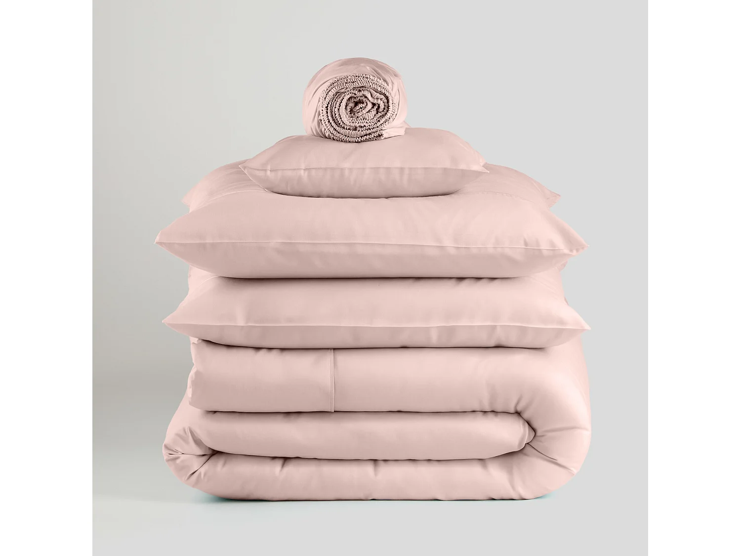 Parure de lit Élégance Rose Satin de Coton 160x200