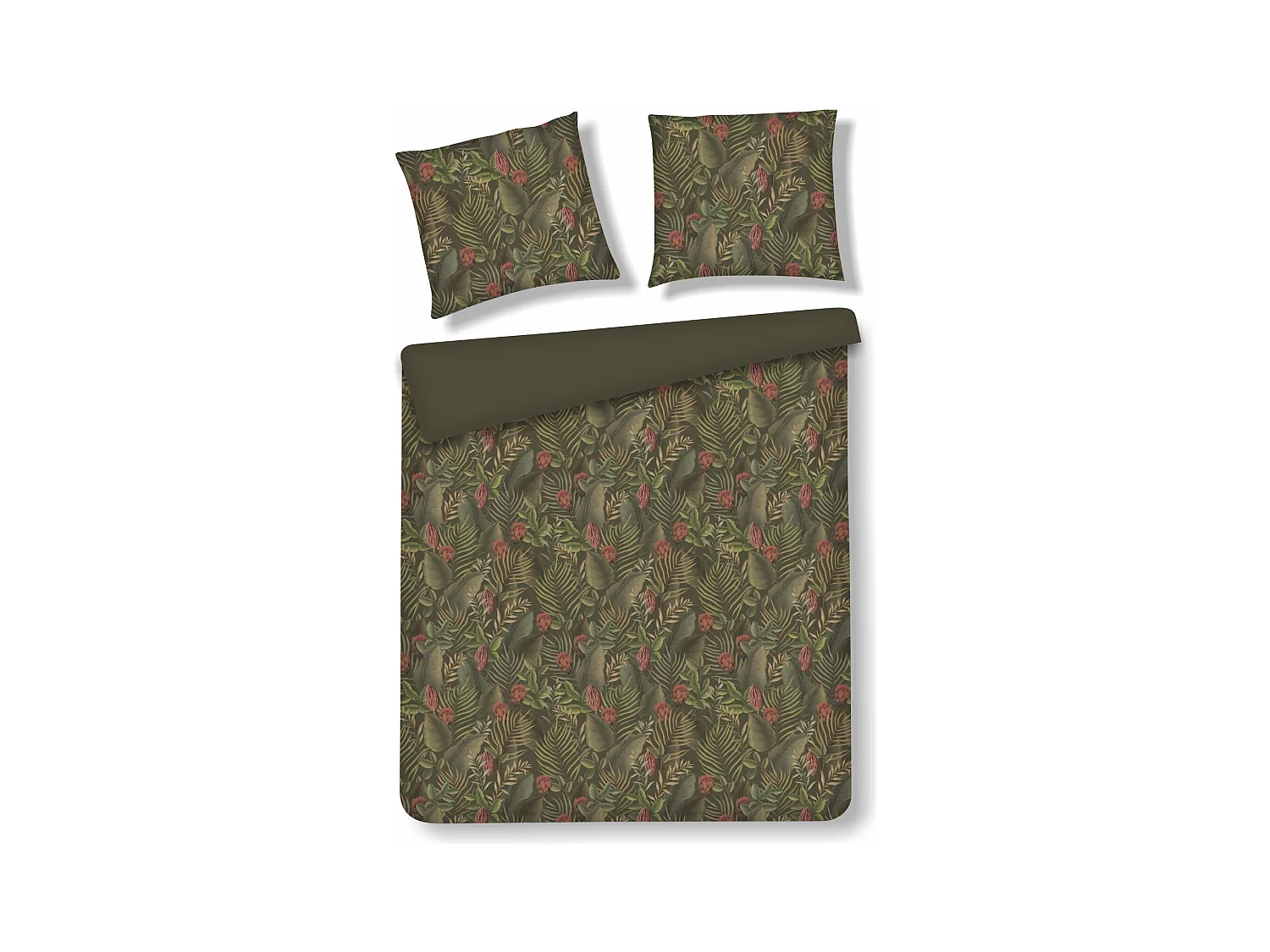 Parure de lit Tropini Vert Foncé Satin de Coton 160x200