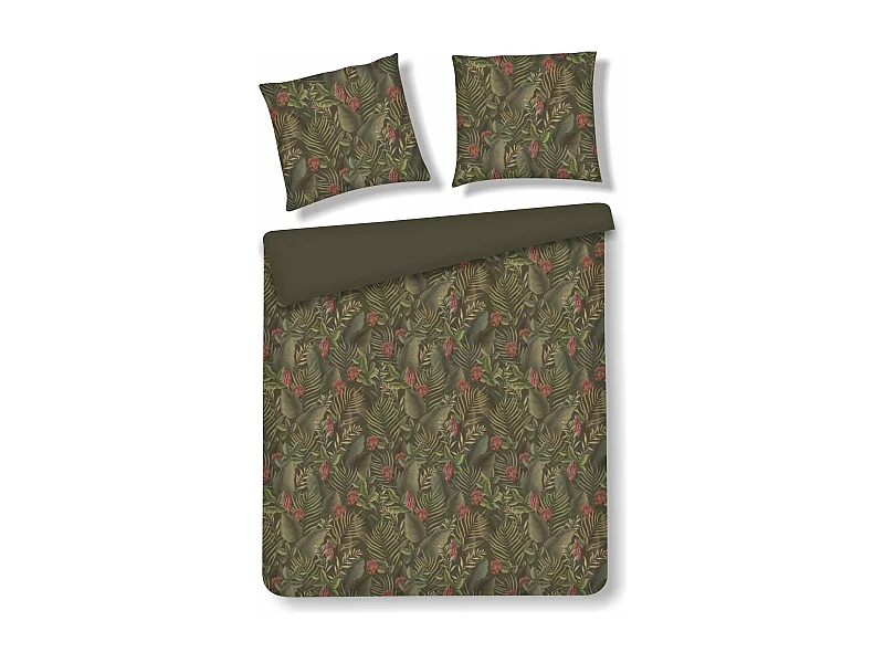 Parure de lit Tropini Vert Foncé Satin de Coton 200x220
