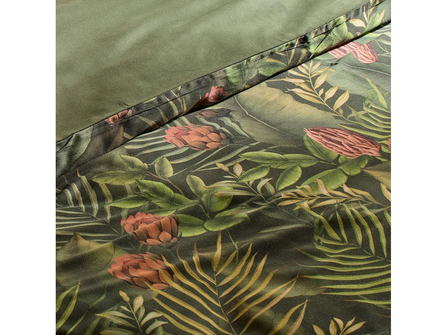 Parure de lit Tropini Vert Foncé Satin de Coton 200x220