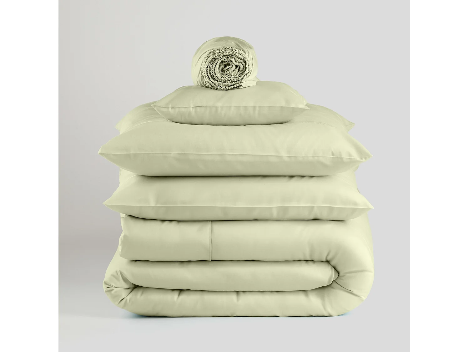 Parure de lit Satinette vert clair coton satin 200x220