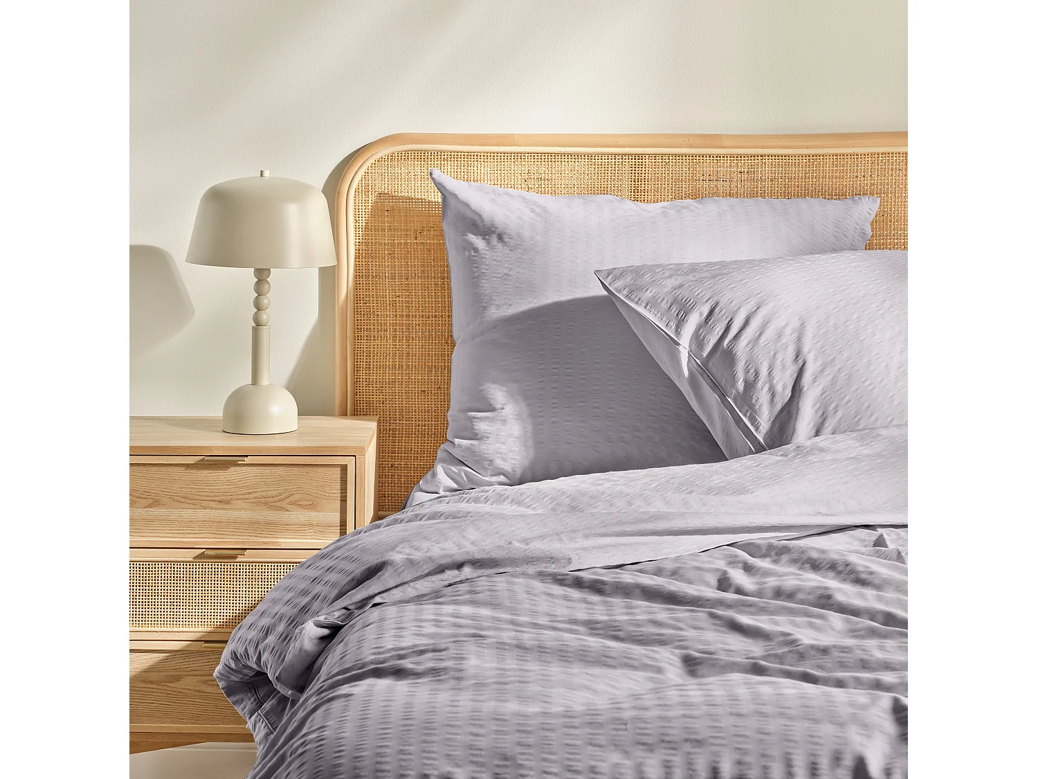 Parure de lit Corica, gris moyen, coton, 160 x 200 cm