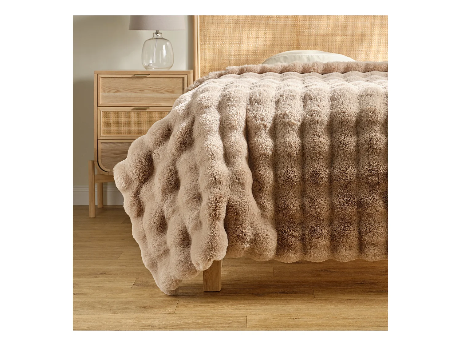 Couvre-lit Bares Brun Clair 180x200 Fausse Fourrure