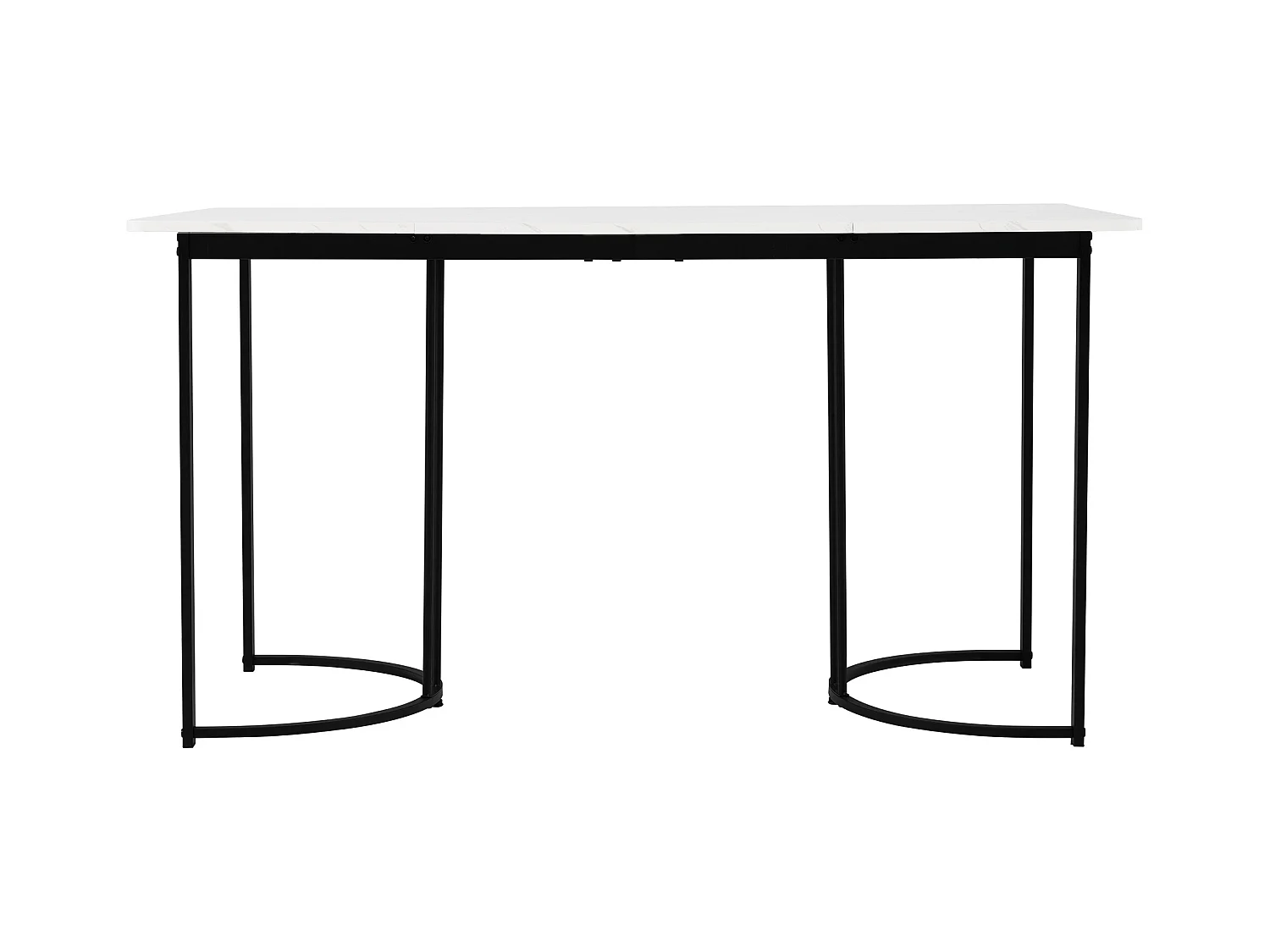 Table à manger 6 personnes 140x80cm en MDF,plateau en placage marbre blanc, pied en métal noir