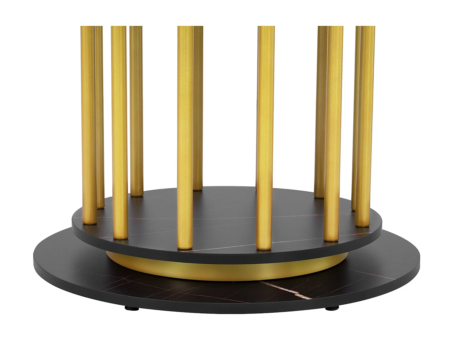 Table à manger ronde aspect marbre - 110 x 110 x 74.6 cm - pour 2 à 4 personnes - MDF + Métal - noir + or