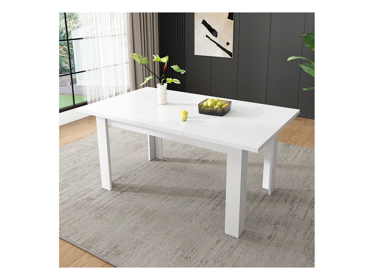 Table à manger - 120 x 70cm x 75 - table à manger rectangulaire avec rangement - MDF - blanc