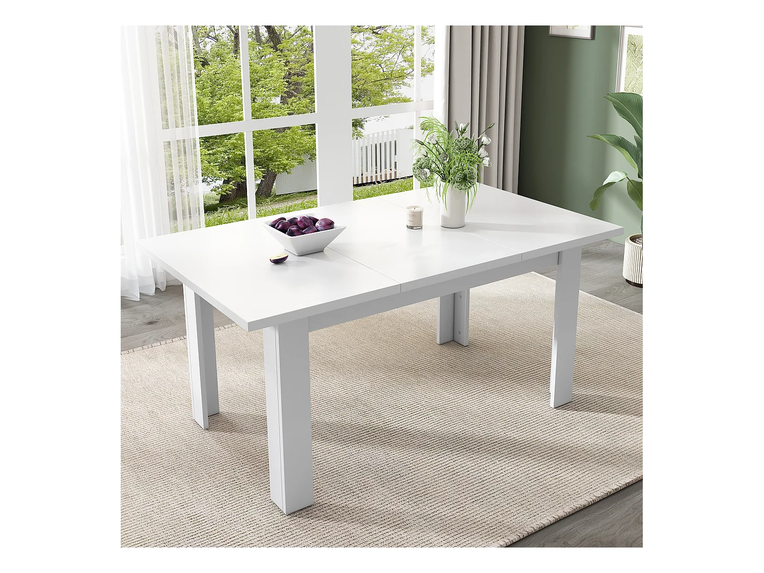 Table à manger - 120 x 70cm x 75 - table à manger rectangulaire avec rangement - MDF - blanc