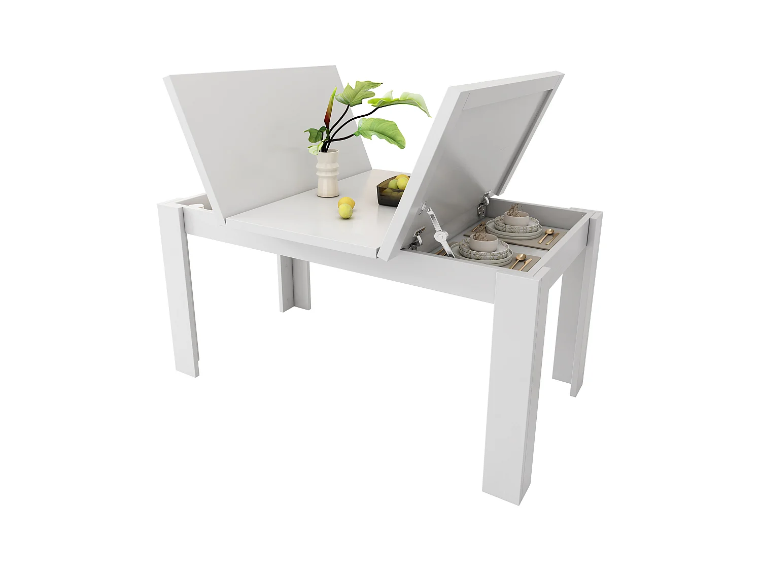 Table à manger - 120 x 70cm x 75 - table à manger rectangulaire avec rangement - MDF - blanc
