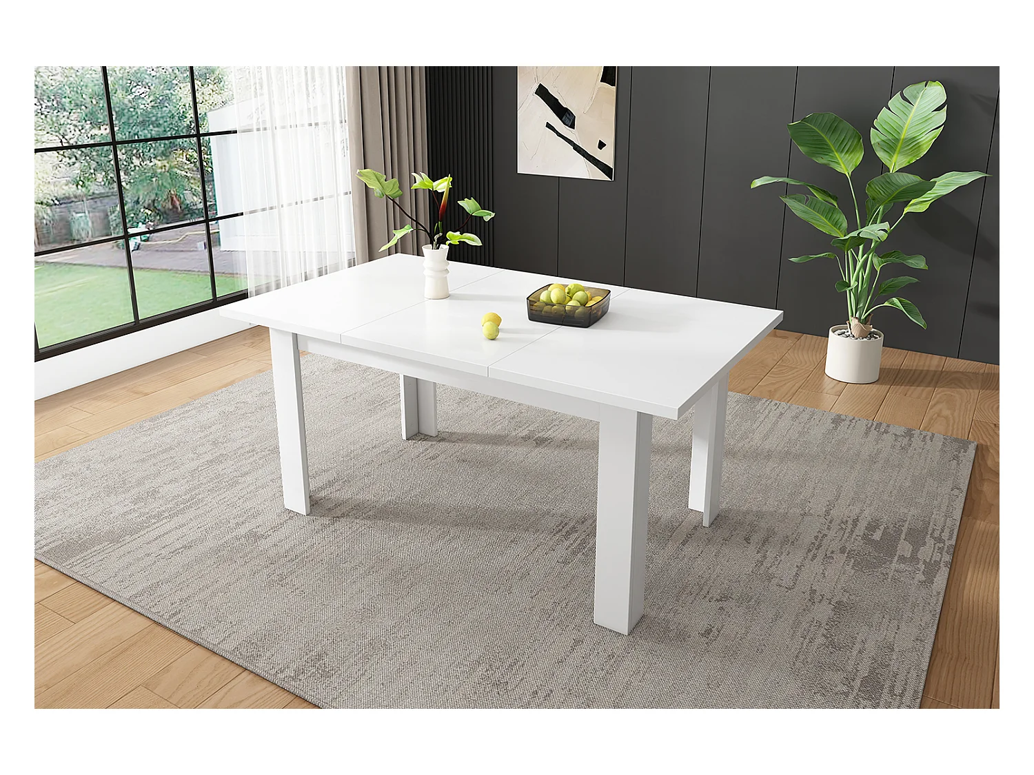 Table à manger - 120 x 70cm x 75 - table à manger rectangulaire avec rangement - MDF - blanc