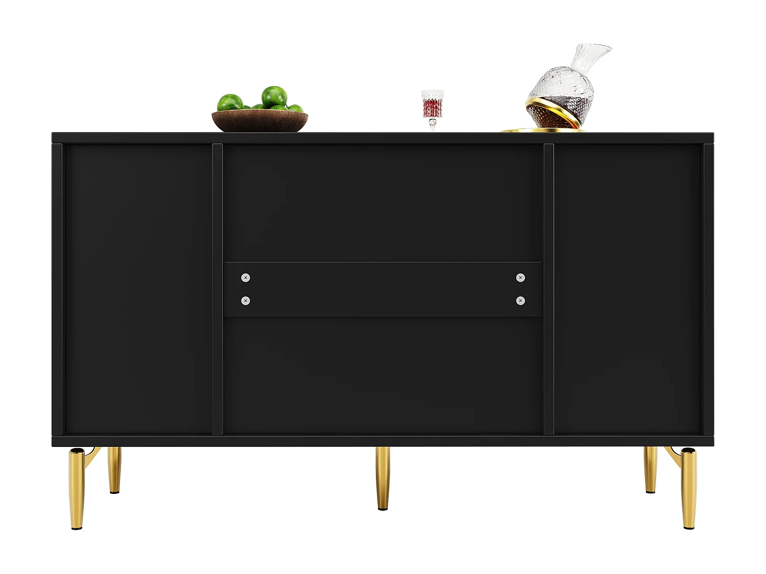 Niedriges Sideboard mit 2 Türen - 120 x 40 x 73 - mit 3 Schubladen - geeignet für Schlafzimmer und Wohnzimmer - MDF - schwarz